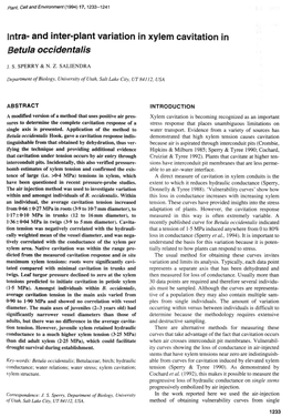 Intra- and Inter-Plant Variation in Xylem Cavitation in Betula Occidentalis