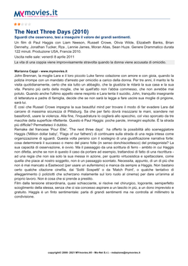 The Next Three Days (2010) Sguardi Che Osservano, Tesi a Inseguire Il Valore Dei Grandi Sentimenti