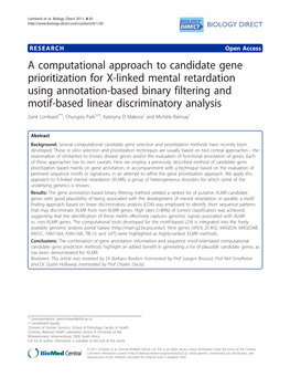 A Computational Approach to Candidate Gene Prioritization for X