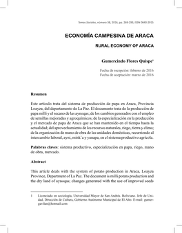 Economía Campesina De Araca