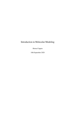 Introduction in Molecular Modeling