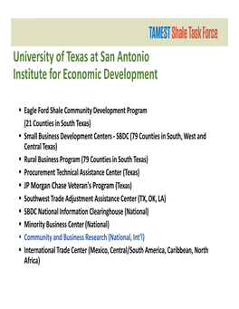University of Texas at San Antonio Institute for Economic Development