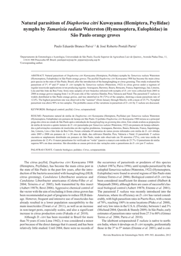 Natural Parasitism of Diaphorina Citri Kuwayama (Hemiptera, Psyllidae) Nymphs by Tamarixia Radiata Waterston (Hymenoptera, Eulophidae) in São Paulo Orange Groves