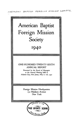 American Baptist Foreign Mission Society I94°