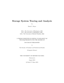 Storage System Tracing and Analysis