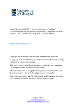 (2017) Assessing the Impact of Healthcare Accreditation from the Perspective of Professionals’ in Primary Healthcare Centres: a Mixed Methods Case Study from Kuwait