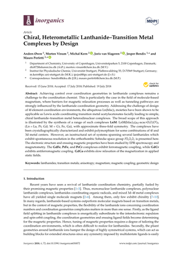 Chiral, Heterometallic Lanthanide–Transition Metal Complexes by Design