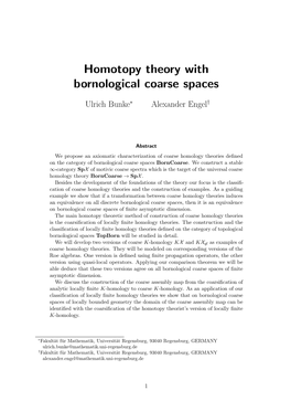 Homotopy Theory with Bornological Coarse Spaces