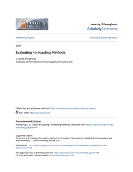 Evaluating Forecasting Methods