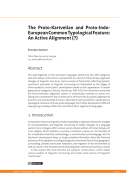 The Proto-Kartvelian and Proto-Indo- European Common Typological Feature: an Active Alignment (?)