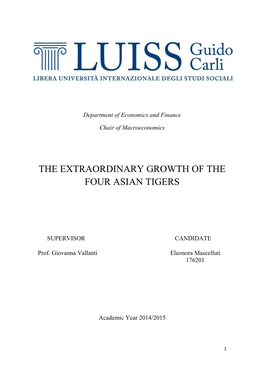 The Extraordinary Growth of the Four Asian Tigers