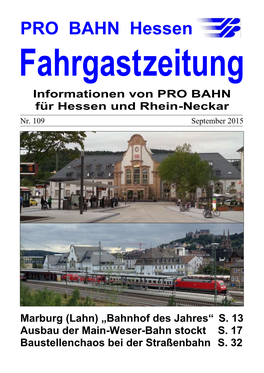 FGZ) Auch Erhalten, Wenn Sie Nicht Mitglied Bei PRO BAHN Sind