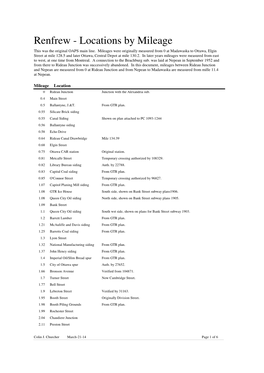 Locations by Mileage This Was the Original OAPS Main Line