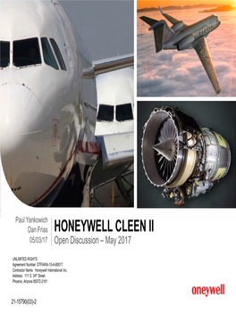 HONEYWELL CLEEN II 05/03/17 Open Discussion – May 2017