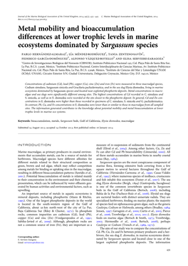 Metal Mobility and Bioaccumulation Differences at Lower Trophic Levels In