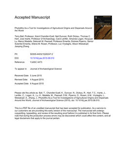 Phytoliths As a Tool for Investigations of Agricultural Origins and Dispersals Around the World