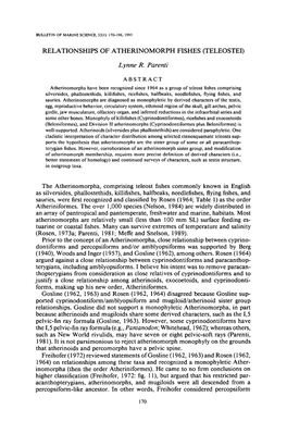 Relationships of Atherinomorph Fishes (Teleostei)