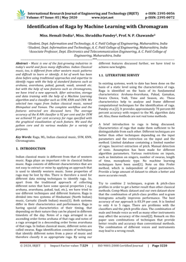 Identification of Raga by Machine Learning with Chromagram