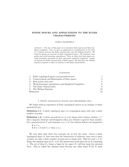 Finite Spaces and Applications to the Euler Characteristic