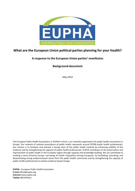 Background Document European Public Health Association (EUPHA