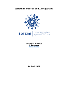SOLIDARITY TRUST of ZIMBABWE (SOTZIM) Inception Strategy A