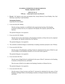 Standing Committee on Human Services; and Further