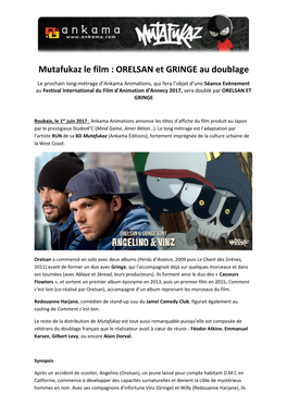 Mutafukaz Le Film : ORELSAN Et GRINGE Au Doublage