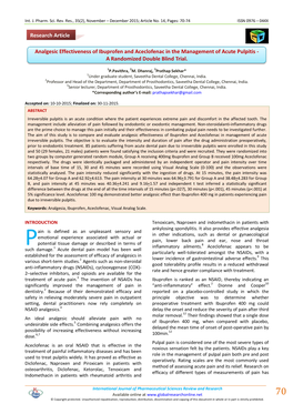 Analgesic Effectiveness of Ibuprofen and Aceclofenac in the Management of Acute Pulpitis - a Randomized Double Blind Trial