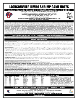 Jacksonville Jumbo Shrimp Game Notes