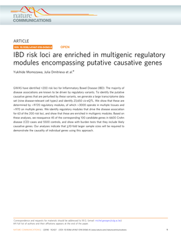 IBD Risk Loci Are Enriched in Multigenic Regulatory Modules Encompassing Putative Causative Genes