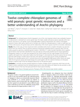 Twelve Complete Chloroplast Genomes of Wild Peanuts: Great Genetic