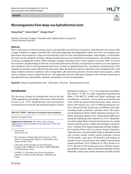 Microorganisms from Deep-Sea Hydrothermal Vents