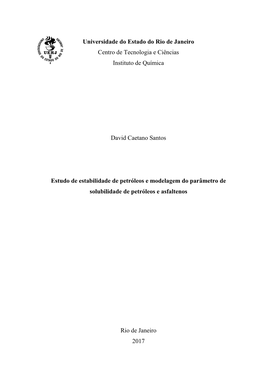 Universidade Do Estado Do Rio De Janeiro Centro De Tecnologia E Ciências Instituto De Química