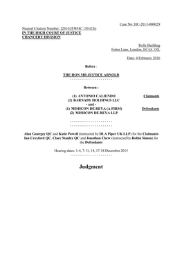 High Court Judgment Template