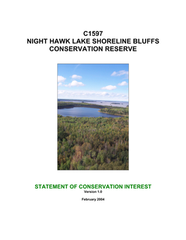 C1597 Night Hawk Lake Shoreline Bluffs Conservation Reserve