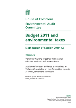 Budget 2011 and Environmental Taxes