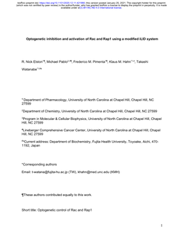 Optogenetic Inhibition and Activation of Rac and Rap1 Using a Modified Ilid System