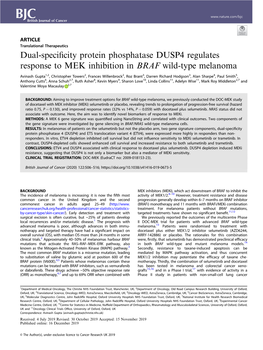 Dual-Specificity Protein Phosphatase DUSP4 Regulates Response to MEK