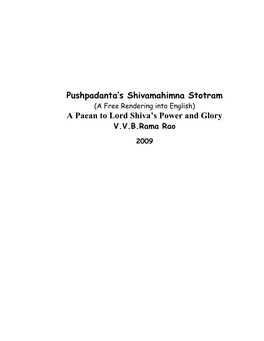 Pushpadanta's Shivamahimna Stotram a Paean to Lord Shiva's