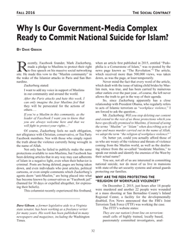 Why Is Our Government-Media Complex Ready to Commit National Suicide for Islam?