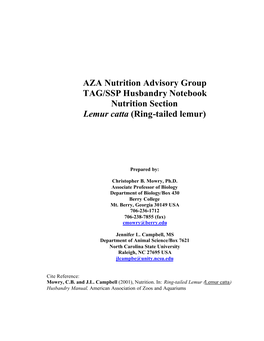 Ring Tailed Lemur Nutrition.Pdf