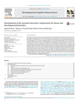 Development of the Uncinate Fasciculus: Implications for Theory And