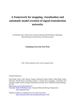 A Framework for Mapping, Visualisation and Automatic Model Creation of Signal-Transduction Networks