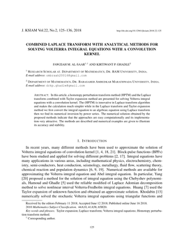 Combined Laplace Transform with Analytical Methods for Solving Volterra Integral Equations with a Convolution Kernel