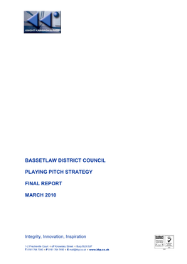 Bassetlaw District Council Playing Pitch Strategy Final Report March 2010