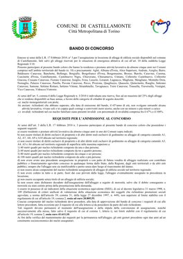 COMUNE DI CASTELLAMONTE Città Metropolitana Di Torino