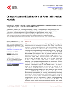 Comparison and Estimation of Four Infiltration Models