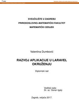 Razvoj Aplikacije U Laravel Okruˇzenju