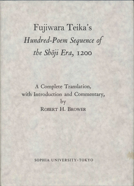 Fujiwara Teika's Hundred-Poem Sequence of the Shōji Era, 1200