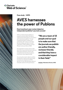 AVES Harnesses the Power of Publons Case